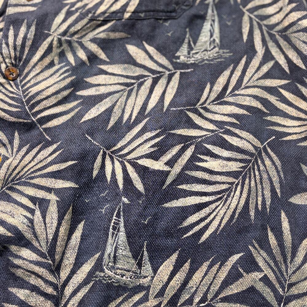 Vintage Woolrich Shirt Mens 2XL XXL Blue Tropical Palm Leaf Aloha Hawaiian Beach - Picture 5 of 8